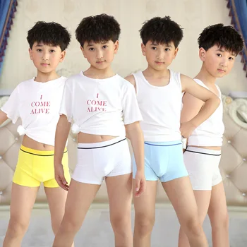 Jungen Boxer Shorts 4 Stück Baumwolle Unterwäsche Einfarbig Kinder Höschen 1