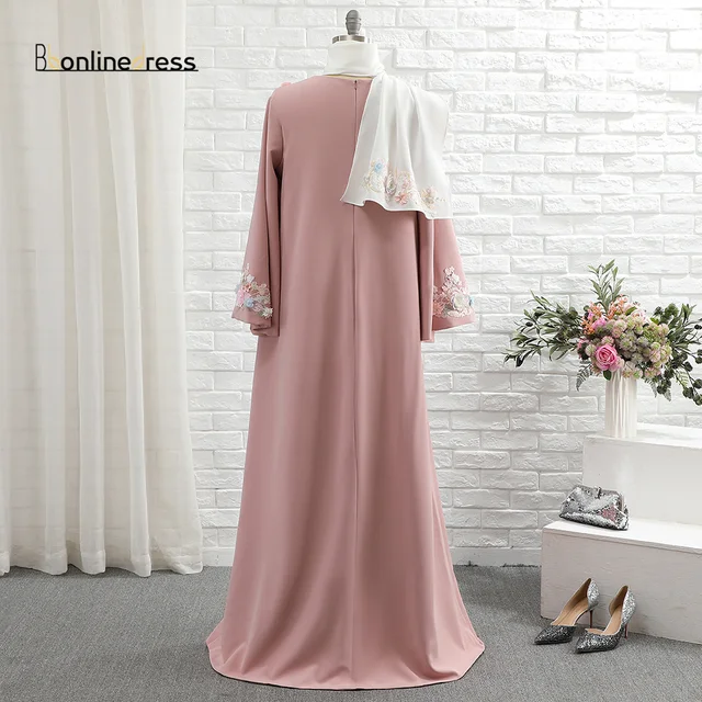 Bbonlinedress Muslim Evening Dress Abaya Dress Flower Moroccan Arabic Hijab robe caftan marocain Soiree Elegant kaftan dress 4