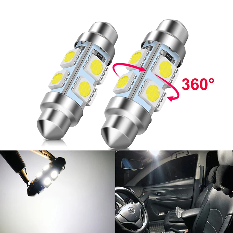 

S&D 4 Sides 360 12V C5W C10W 36mm 41mm led Bulbs Car Interior light Festoon Reading Dome License Plate Lamp 6000K White