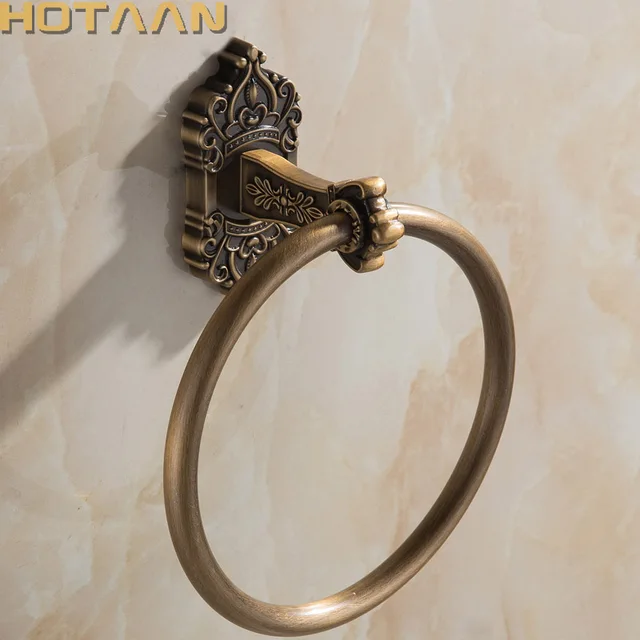 Solid Aluminium Wall-Mounted Round Antique Brass Color Towel Ring