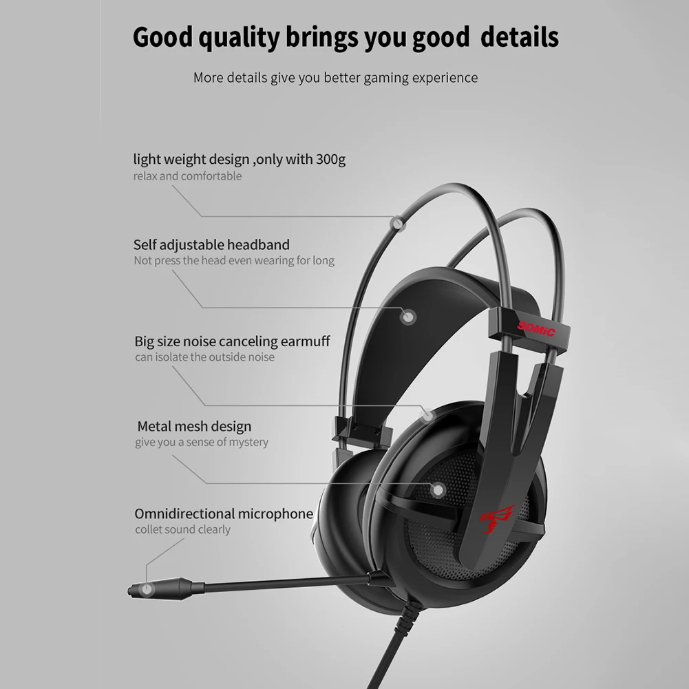 Somic G238 Wired Gaming Headphone 3 5mm USB 7 1 Surround Sound Stereo Over Ear Gamer Headset With Mic For PS4 Xbox Phone PC