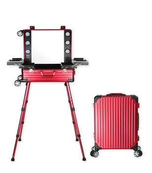 

aluminum alloy Lighted Travel makeup case with lights easy carrying box with LED lights