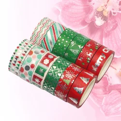 Ruban adhésif en papier Washi de noël, 12 rouleaux, bande autocollante décorative de dessin animé, pour emballage cadeau, accessoires artisanaux de bricolage 