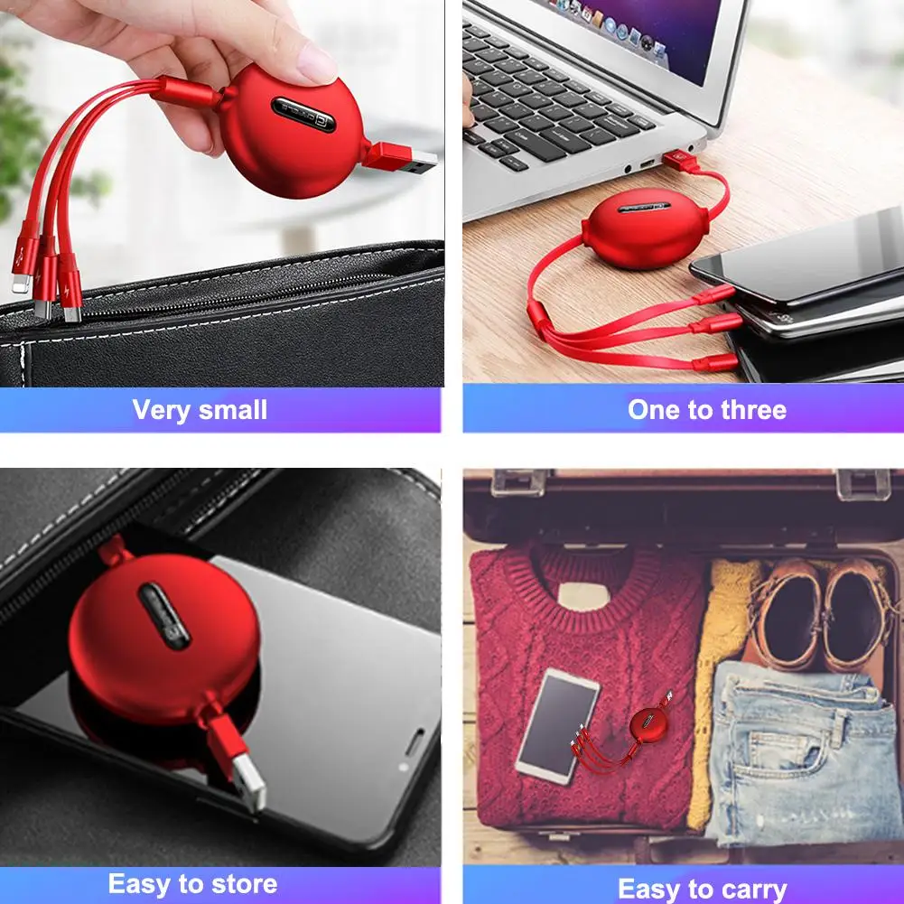 Многофункциональный Быстрый зарядный кабель USB кабель для зарядки от одного до трех кабель для передачи данных Телескопический кабель для передачи данных