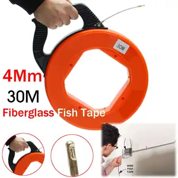 

4mm Portable 30 Meter Fiberglass Fish Tape Fishing Tool Reel Puller Conduit Duct Rodder Pulling Wire Cable