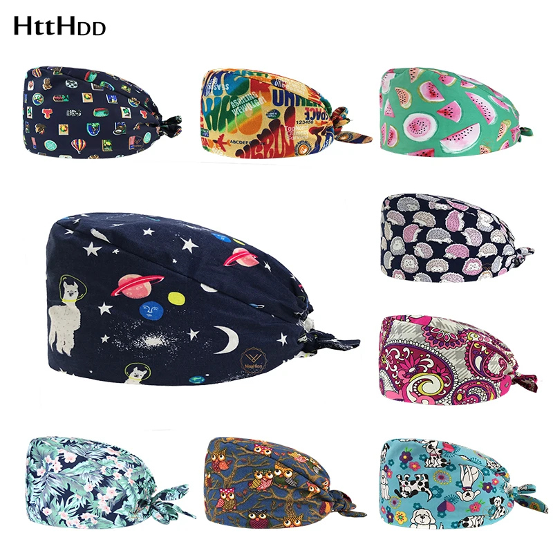 

Fashion personality Starry camel print Breathable sweat-absorbent Scrub cap pet work beautician accessories Lab cap Scrub hat--b