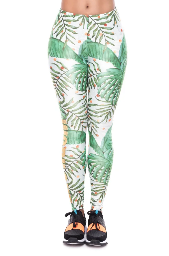 Geometric plaid European and American printed nine minute pants high-waisted sport large size leggings for women