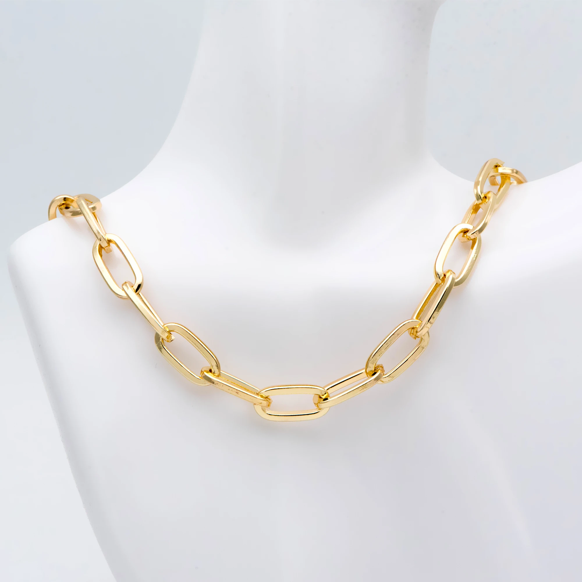 Gold Flat Oval Chains, Link Size 7 
