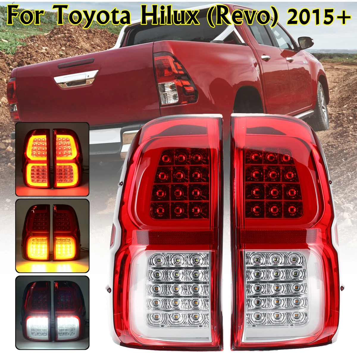 Задние светодиодсветодиодный фары для Toyota Hilux Revo 2015 2016 2017 2018 модифицированные