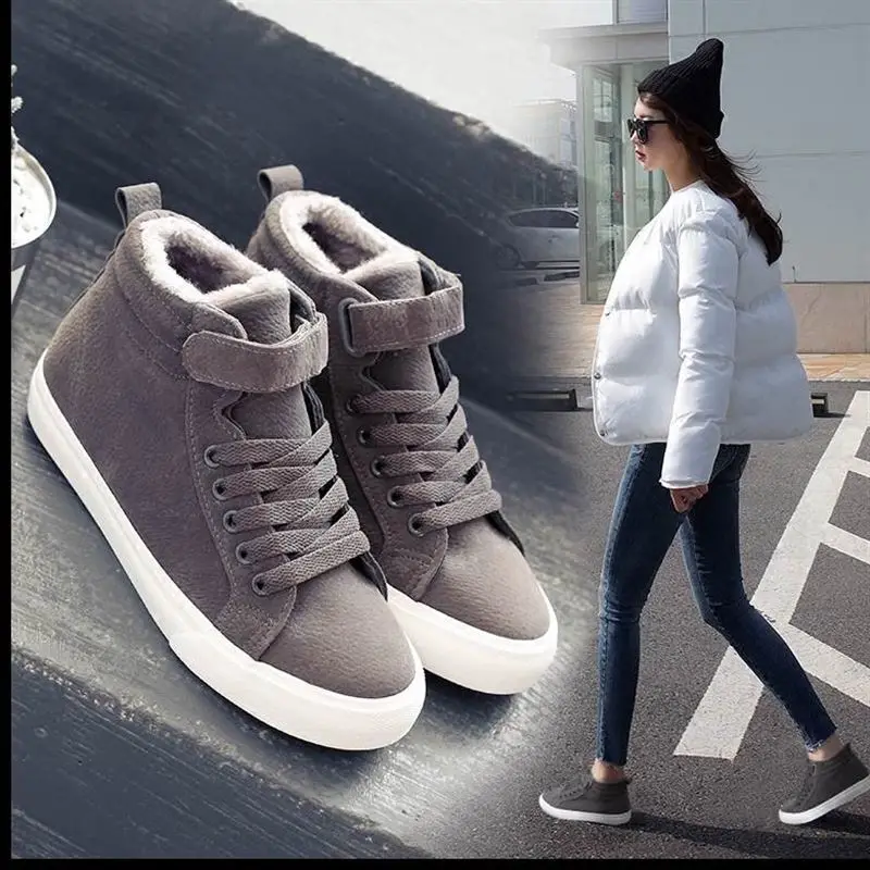 

Autumn & Winter WOMEN'S Shoes High Cotton-padded Shoes plus Velvet Sports Canvas Shoes Women's Korean-style Versatile Students W