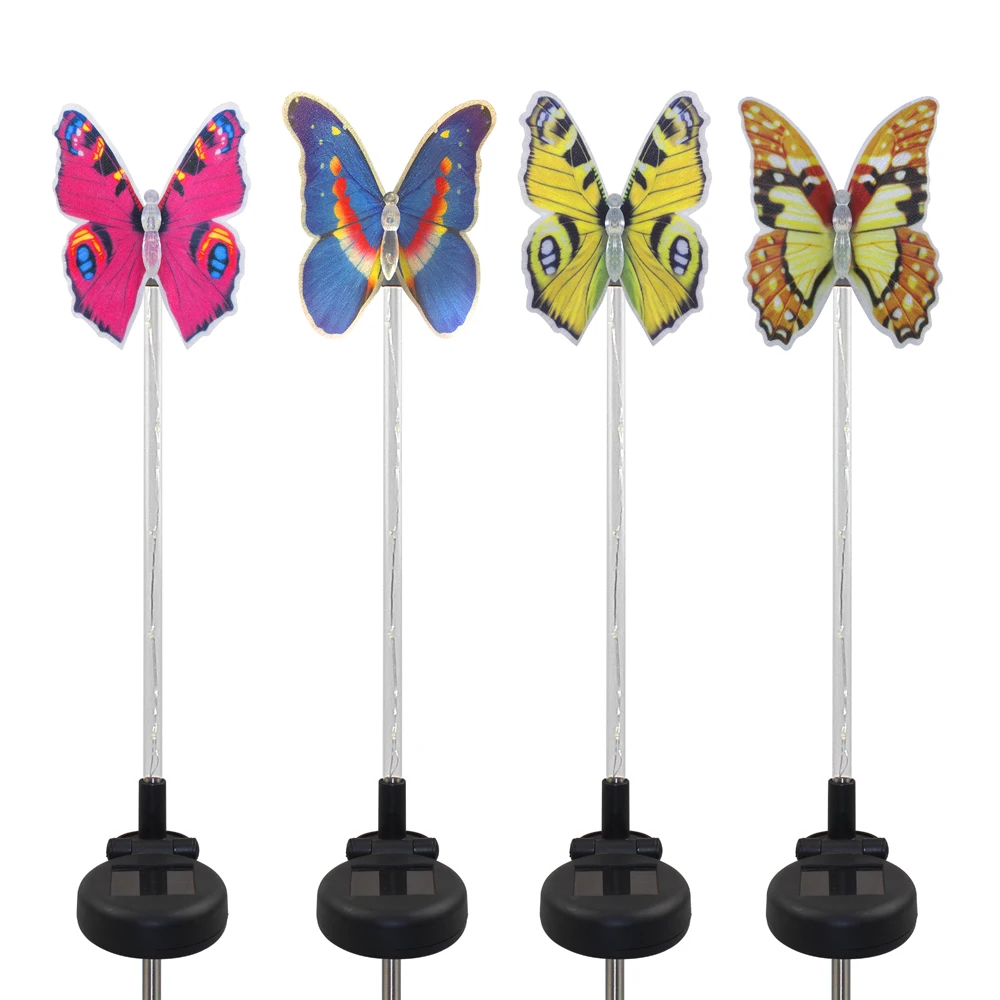 

4 Pack LED Solar Light Color-Changing Butterfly Dragonfly Garden Weddings Family Parties Decoration Figurines Landscape Lights