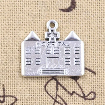 

8pcs Charms hospital building 21x23mm Antique Silver Color Pendants DIY Crafts Making Findings Handmade Tibetan Jewelry