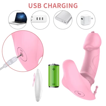 Portable Panty Dildo Vibrator Sex Toys for Woman Invisible Wear Clitoral Stimulator Wireless Remote Tongue Licking Vibrators 5