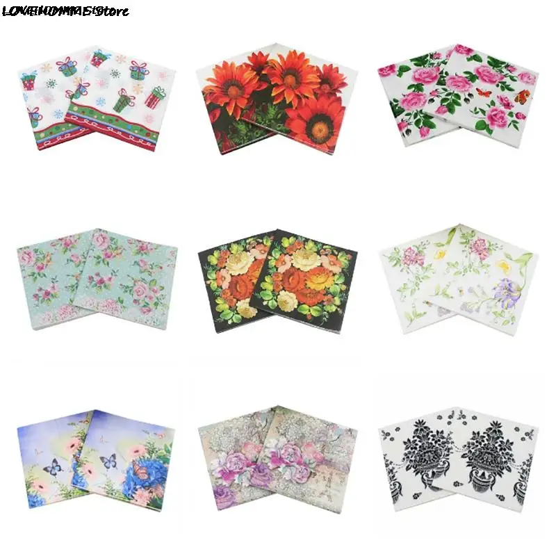 20Pcs Fees free!! Pack Napkins OFFicial site Paper Flower Napkin Pattern Decoupage T