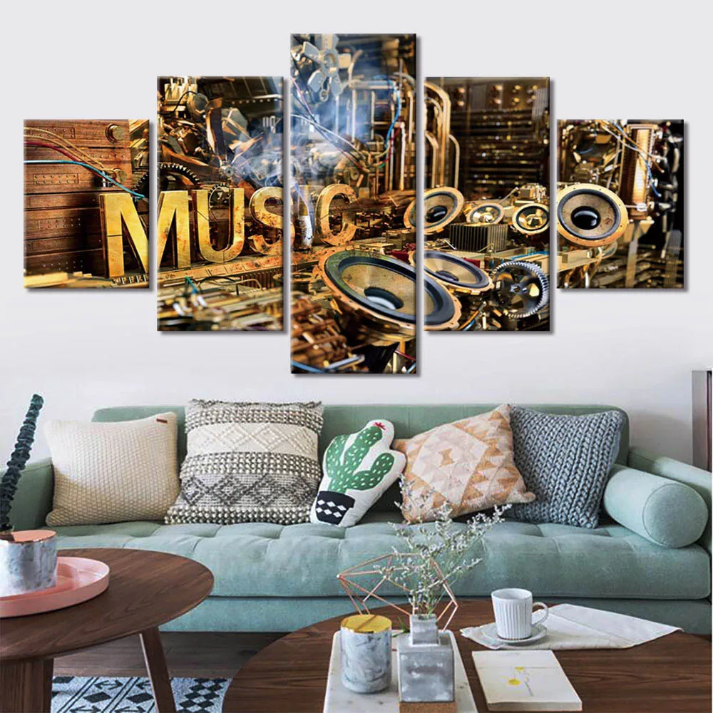 5PCS Music Lab Picture Full Square Diamond embroidery Cross stitch scenery Round painting DIY 3D mosaic art | Дом и сад