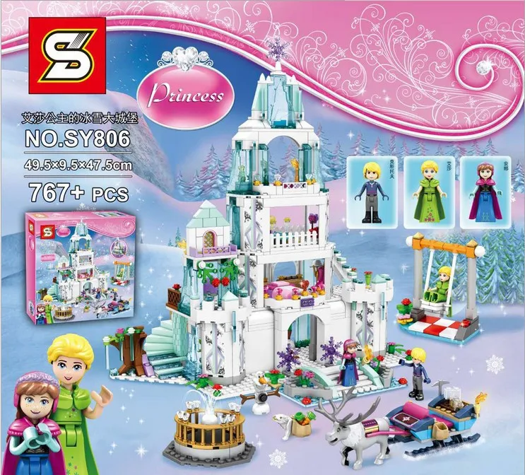 

Fairy Princess Snow Queen Hot Ice Castle Blocks Elsa Anna Olaf Christo Lady Brick Girl Toys Gifts