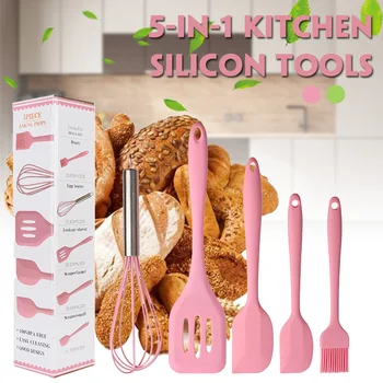 

5pcs kitchen Utensil Set Silicone Cake Cream Spatula Mixing Scraper Baking Tool