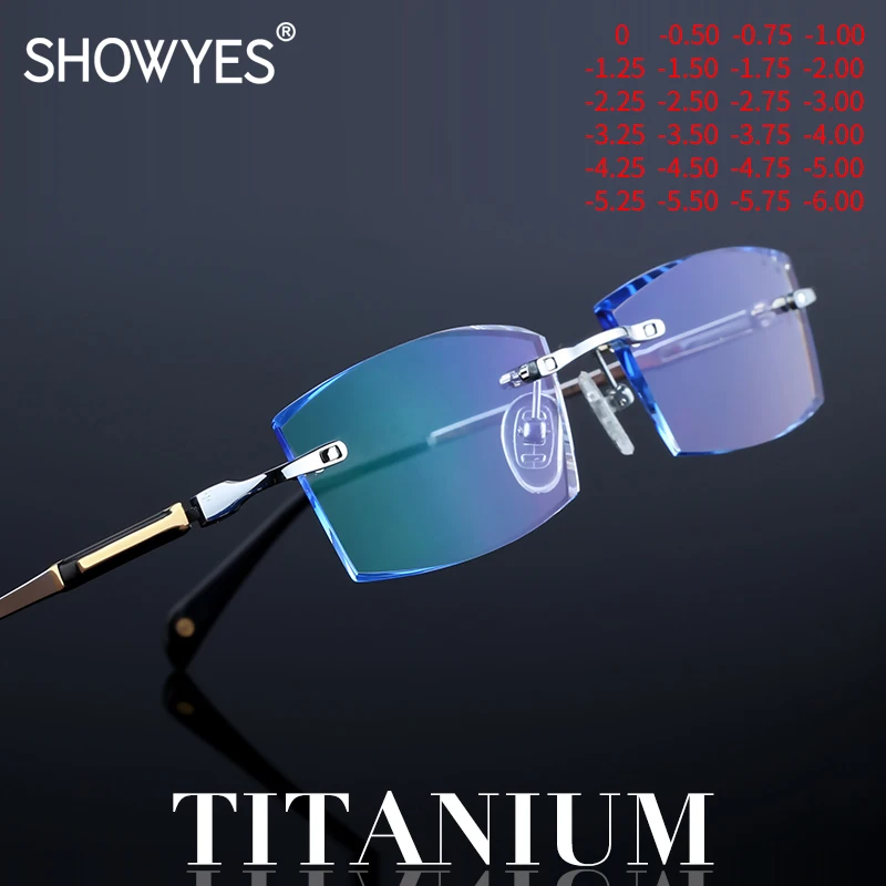 Blue Light Filter Glasses Men Myopia Eyeglasses Computer Titanium