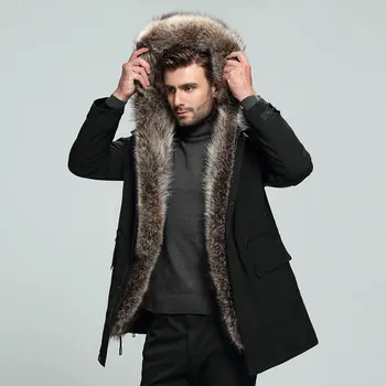 men's winter jacket with real fur hood