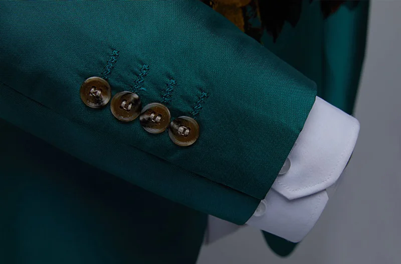 Men's Luxury Floral Print Green Dress Blazers One Button Shawl Lapel Men Tuxedo Suit Jacket Dinner Wedding Party Costume Homme