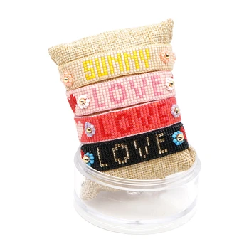 

HEYUYAO Pink Letter Love Seed Beads Miyuki Bracelets For Women Jewelry Multi-Color Friendship Bracelet Gifts Women Adjustable