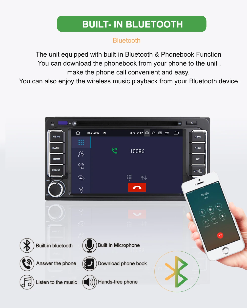 Clearance Bonroad Android 9.0 GPS Navigation 6.2 Inch 2din Car DVD Player  For Toyota/Corolla Old Series Wifi Bluetooth GPS Radio SWC 5