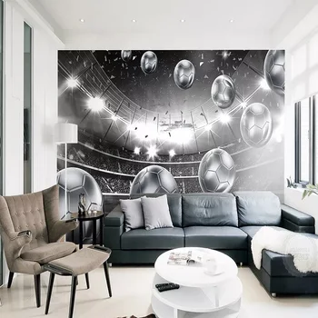 

Custom large mural 3D wallpaper Modern creative 3D expands grey football living room TV back wall decor deep 5D embossed