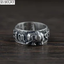 925 серебро Счастливый слон кольцо Тибетский ОМ МАНИ ПАДМЕ ХУМ кольцо из стерлингового серебра буддийские кольцо Ом чистого серебра тибетский кольцо с изменяемым размером