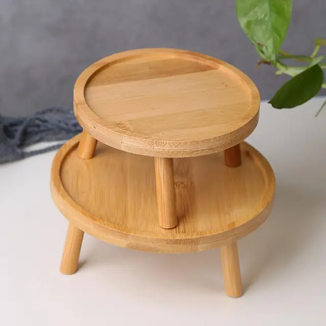Fa Növény Állvány Ültetvényes Tálca Virág Edény Erős Szabadon Álló Bonsai Tartó Erkély Zamatos Kerek Virágpolc - Image 2