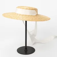Wholesale Wide Brim Straw Hat For Women Long Ribbon Ladies Beach Hats Fashion Dress Up Children Summer Sun Visor Caps 4