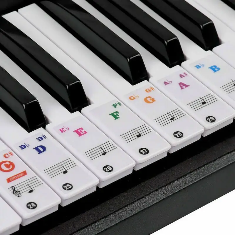 

2019 New Piano Stickers Keyboard Learn Note Letter Labels Kids Teacher 37 49 61 88 Keys