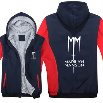 

Marilyn Manson Hoodies Winter Thikcen Warm Pullover Wool Liner marilyn manson Sweatshirts
