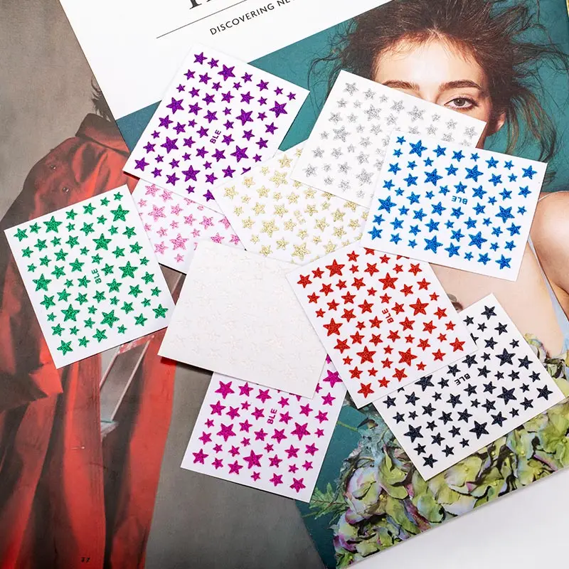 

Nail Stickers 3D Nail Slider Stars Stickers Glitter Shiny Decoration Decal DIY Transfer Adhesive Colorful Nail Art Tips Manicure