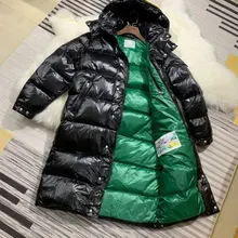 down Jacket Men's Long Chia-Thick Warm Hooded Maya Long Green Lining Large Size Loose Version of Men's