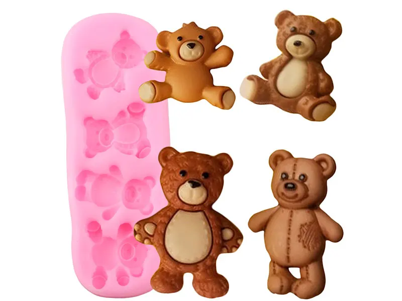 Милые Детские медведи силиконовые формы Полимерная глина конфеты форма для шоколадной мастики DIY вечерние капкейки Топпер инструменты для украшения тортов из мастики