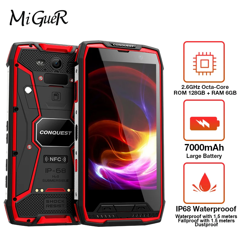 Оригинальный Conquest S11 IP68 прочный смартфон 6 ГБ 128 Восьмиядерный 16MP Camer 7000 мАч