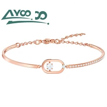 AYoo изысканный танцевальный розовый Северный Золотой Кристальный женский браслет