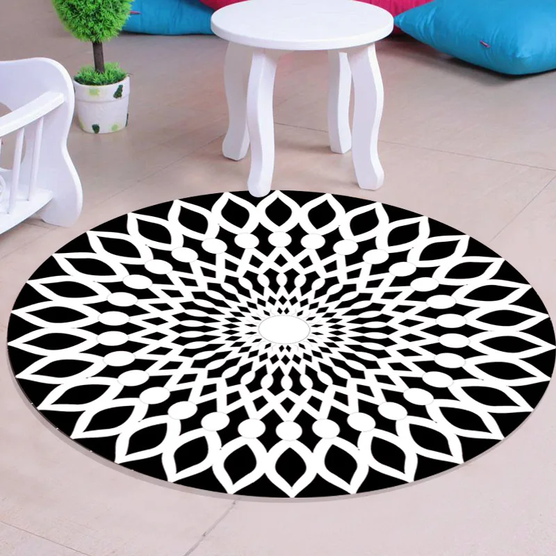 

Nordic Modern Carpet Yellow Brown Area Rug Geometric Anti Slip Rugs Floor Decoration Living Room Foot Pads Round Carpet Mat