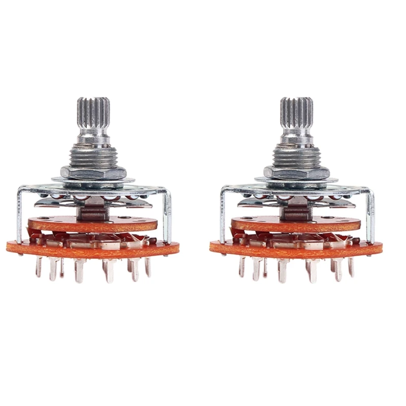 2Pcs 3P4T 3 Pole 4 Position 6mm Knurled Shaft Rotary Guitar Switch Knob Accessory | Спорт и развлечения