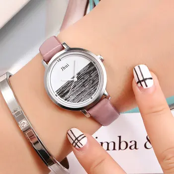 

Simple Design Women Wristwatches Sea Pattern Round Dial Pointer Soft PU Leather Band Quartz Wrist Watch Best Gift for Female Hot