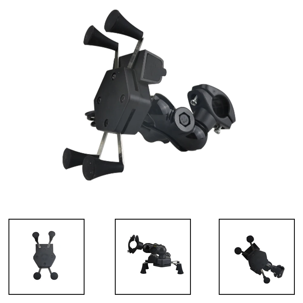 

Motorcycle Bike Mobile Phone Stand Holder With USB Charger Socket X Type Phone Mount Bracket For Samsung iPhone High Quality