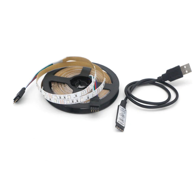 Smd 5v USB 2835 rgb 방수 led 스트립 24 키 ip30 ip65 컨트롤러 TV 배경 조명 데스크탑 장식 조명 0.5m -5m, ip65 컨트롤러