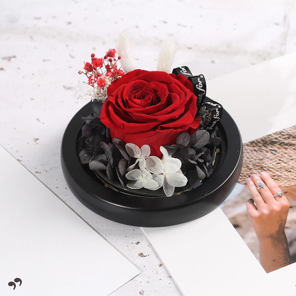 Светодиодный светильник на батарейках с изображением красавицы и чудовища розы, красный цветок, настольная лампа, романтический подарок на день Святого Валентина, День рождения