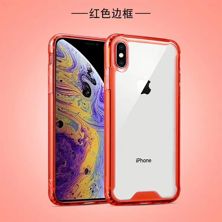 Чехол для телефона для iPhone 6, 6s, 7, 8 Plus, X, XR, XS Max, чехол для телефона, цветная прозрачная Противоударная рамка, мягкий чехол из ТПУ