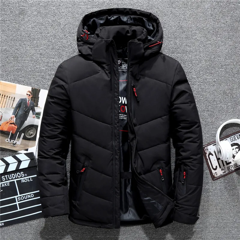 

Tace & Shark brand men's down jacket hat detachable windproof Autumn Winter coats for men white duck down jacket man