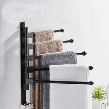 

3/4/5 Towel Bars space aluminum bathroom towel rack Rotating Towel Rack Bath Rail Hanger Towel Holder Bathroom Storage Shelf