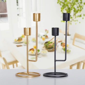 

Metal Candle Holders 2 Arms Candlestick Brief Candle Stand Exquisite Candlestick For Wedding Christmas Table Home Decor