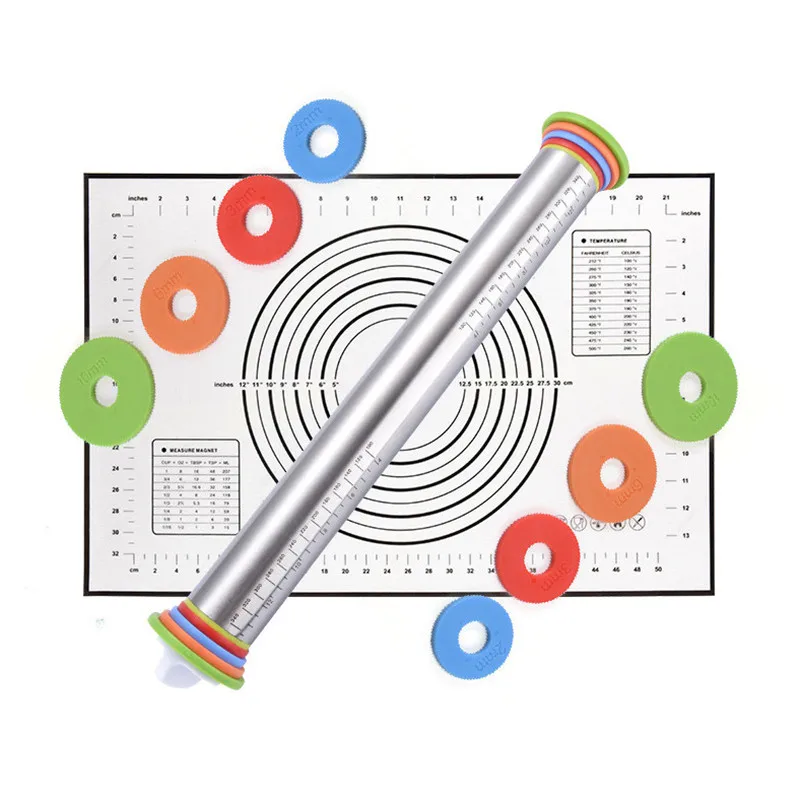 17 дюймов Регулируемая Скалка из нержавеющей стали со съемными регулируемыми кольцами кухонные инструменты для выпечки