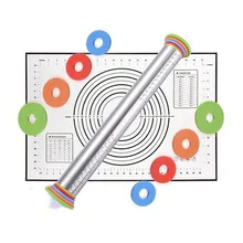 17 дюймов Регулируемая Скалка из нержавеющей стали со съемными регулируемыми кольцами кухонные инструменты для выпечки