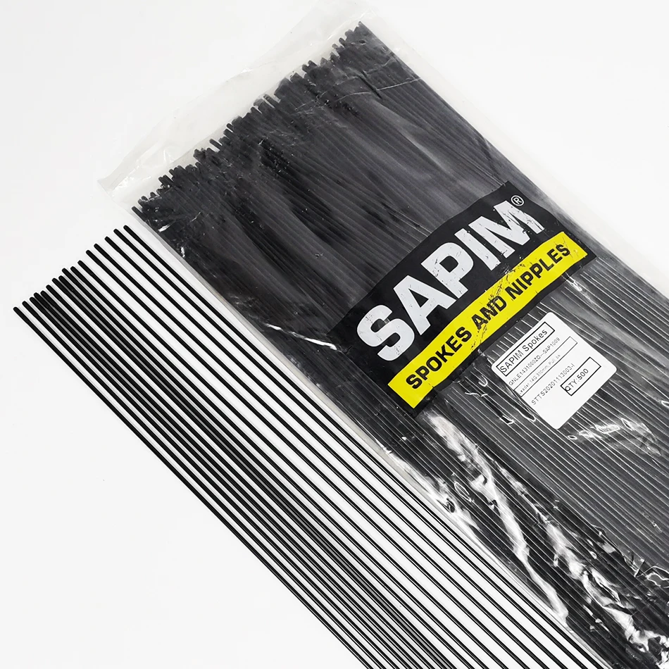 Bicycle Spokes Sapim 2.0 mm Round Straight J-bend Black Nipple for MTB Road